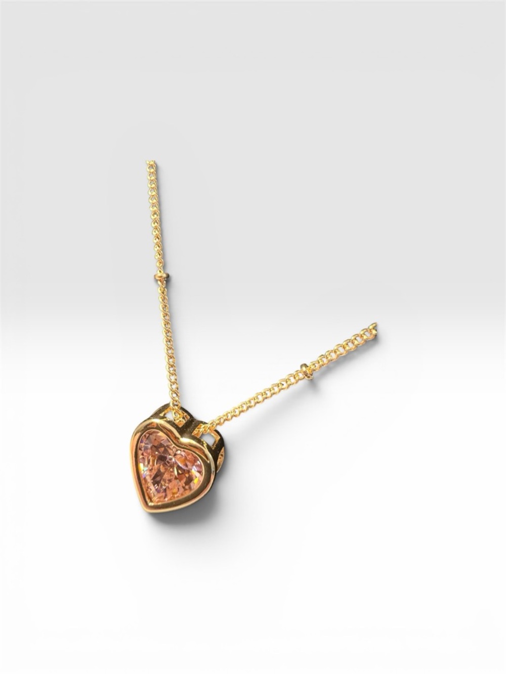New- Rose Gold Heart Pendant Necklace with Pink Crystal - Women Jewelry